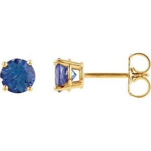 14K Yellow 4 mm Natural London Blue Topaz Earrings Ethereal Legacy Boutiques