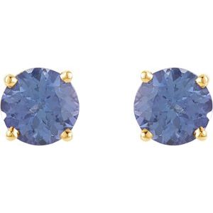 14K Yellow 5 mm Natural Tanzanite Earrings Ethereal Legacy Boutiques