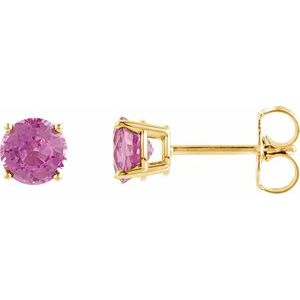 14K Yellow 5 mm Natural Pink Tourmaline Earrings Ethereal Legacy Boutiques
