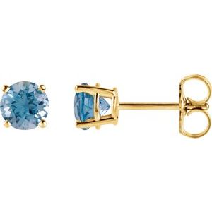 14K Yellow 4 mm Natural Swiss Blue Topaz Earrings Ethereal Legacy Boutiques
