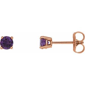 14K Rose 4 mm Natural Amethyst Earrings Ethereal Legacy Boutiques