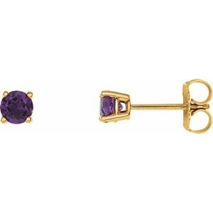 14K Yellow 4 mm Natural Amethyst Earrings Ethereal Legacy Boutiques
