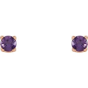 14K Rose 2.5 mm Natural Amethyst Earrings Ethereal Legacy Boutiques