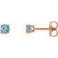 14K Rose 2.5 mm Natural Aquamarine Earrings Ethereal Legacy Boutiques