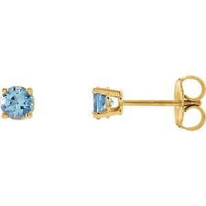14K Yellow 4 mm Natural Aquamarine Earrings Ethereal Legacy Boutiques