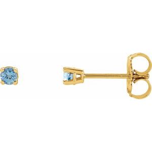 14K Yellow 2.5 mm Natural Aquamarine Earrings Ethereal Legacy Boutiques