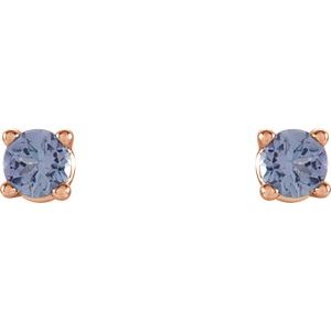 14K Rose 2.5 mm Natural Tanzanite Earrings Ethereal Legacy Boutiques