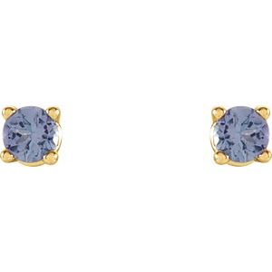 14K Yellow 2.5 mm Natural Tanzanite Earrings Ethereal Legacy Boutiques