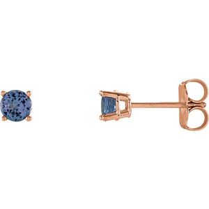 14K Rose 4 mm Natural Tanzanite Earrings Ethereal Legacy Boutiques