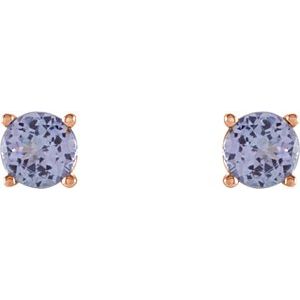 14K Rose 5 mm Natural Tanzanite Earrings Ethereal Legacy Boutiques