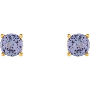 14K Yellow 4 mm Natural Tanzanite Earrings Ethereal Legacy Boutiques