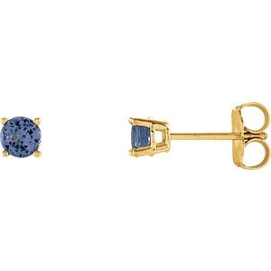 14K Yellow 4 mm Natural Tanzanite Earrings Ethereal Legacy Boutiques