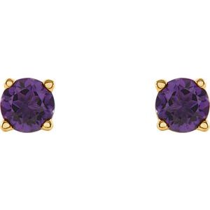 14K Yellow 4 mm Natural Amethyst Earrings Ethereal Legacy Boutiques