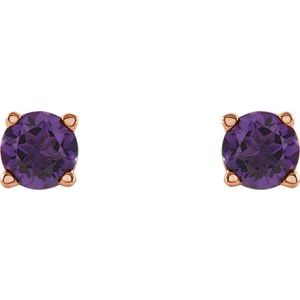 14K Rose 4 mm Natural Amethyst Earrings Ethereal Legacy Boutiques