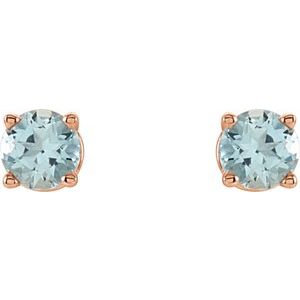 14K Rose 2.5 mm Natural Aquamarine Earrings Ethereal Legacy Boutiques