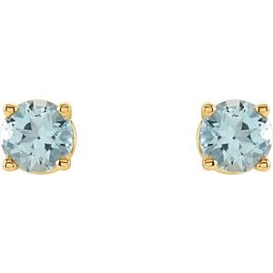 14K Yellow 4 mm Natural Aquamarine Earrings Ethereal Legacy Boutiques