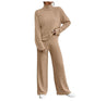 Leisure Turtleneck Knitting Long-sleeve Sweater Loose Trousers Two-piece Set Grayceful LLC