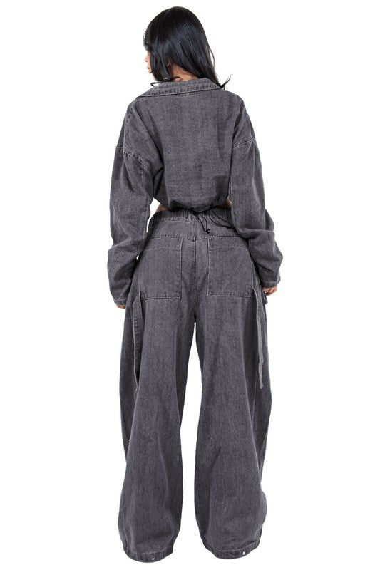 WOMEN FASHION DENIM TWO PIECE PANT SET BY CLAUDE