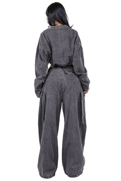 WOMEN FASHION DENIM TWO PIECE PANT SET BY CLAUDE