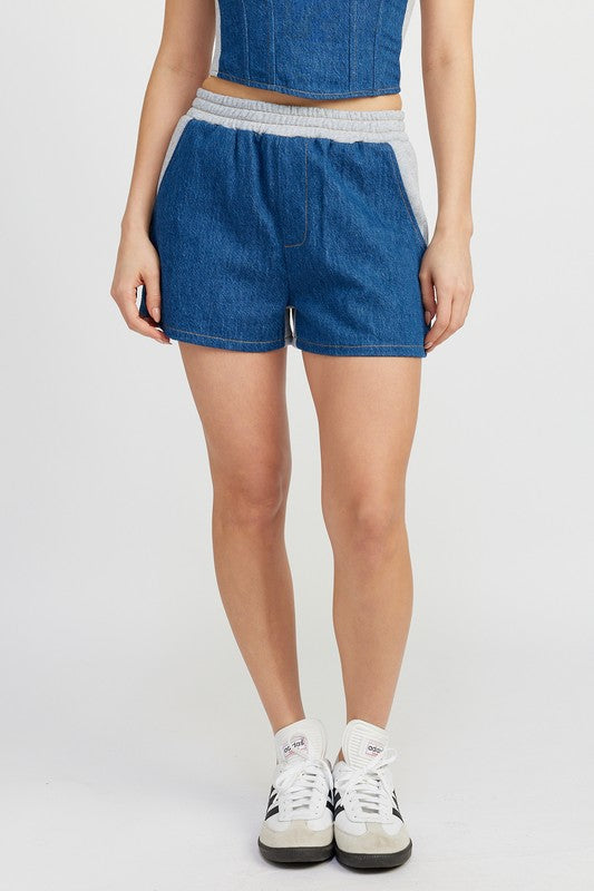 MIXED MEDIA HIGH WAIST SHORTS See size chart under “more details” The Fashion Celestial