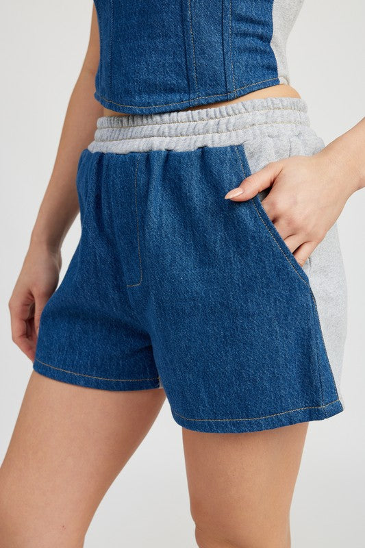 MIXED MEDIA HIGH WAIST SHORTS See size chart under “more details” The Fashion Celestial