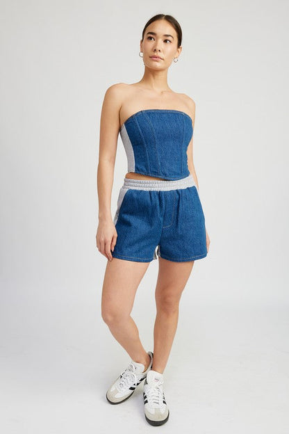 MIXED MEDIA HIGH WAIST SHORTS See size chart under “more details” The Fashion Celestial