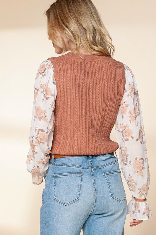 Floral Ruffle Cuff Sleeve Cable Knit Sweater Shop Style & More | Fresh Looks, Everyday Deals & Free Shipping