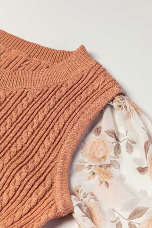 Floral Ruffle Cuff Sleeve Cable Knit Sweater Shop Style & More | Fresh Looks, Everyday Deals & Free Shipping