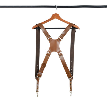 Double Camera Strap Harness- Brown Classy Leather Bags