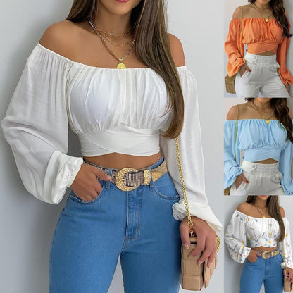 Off Shoulder Cross Tie Long Sleeve Top | Sexy & Trendy Cowgirl Look Country in My Heart