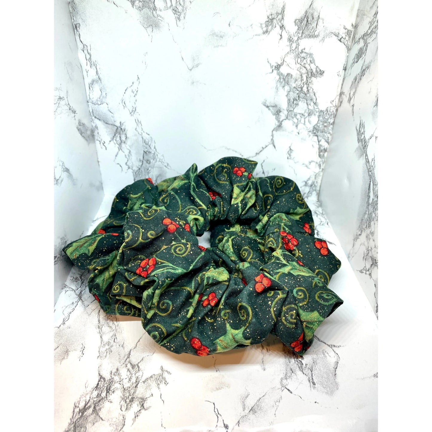Glitter Holly Christmas Scrunchie Enchanted Scrunch