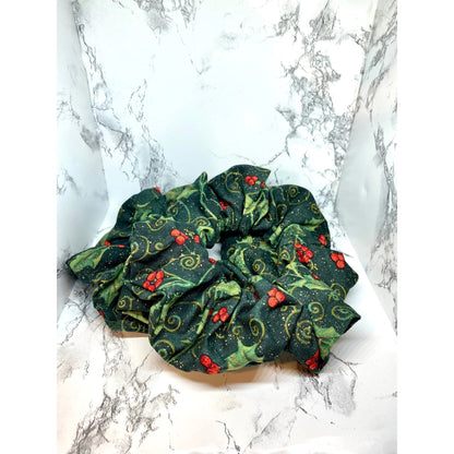 Glitter Holly Christmas Scrunchie Enchanted Scrunch