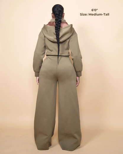 Green Satin Lined Jumpsuit KINApparel
