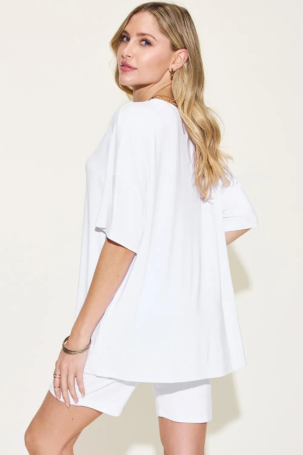 Basic Bae Full Size V-Neck Drop Shoulder T-Shirt and Shorts Set New Era Fashion LLc