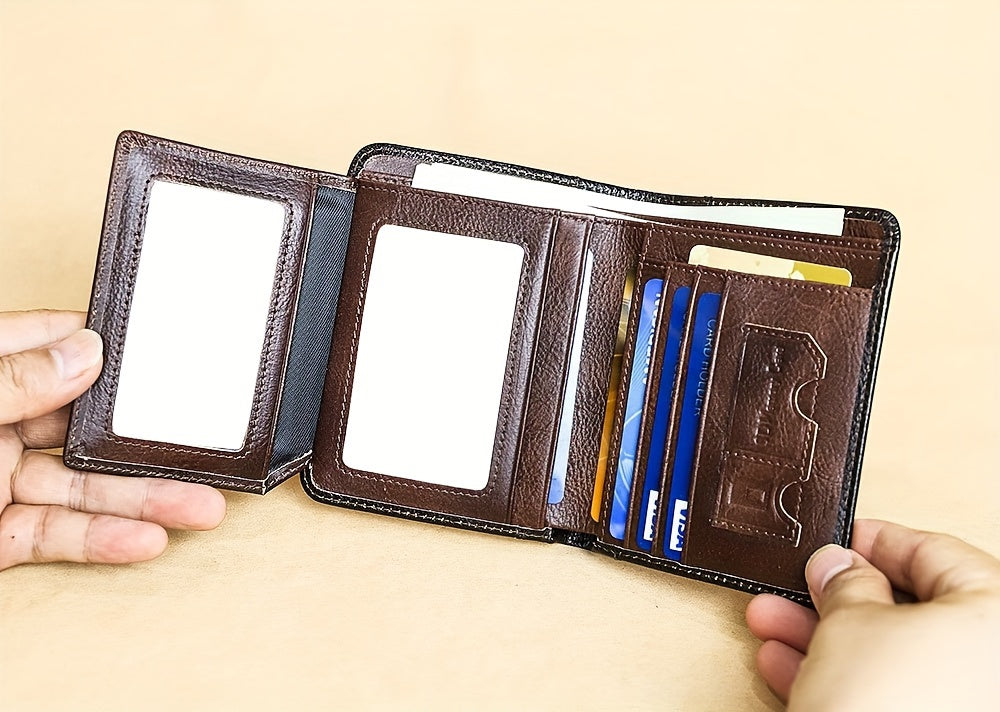 Genuine Leather Men's Wallet/Ultra-Thin Top-Grain Cowhide/Compact Multi-Function ID Credit Card Holder/RFID Blocking/Blessing Card Set/Christmas Valentine's Day Father's Day Gift NovaCart
