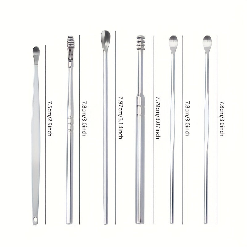 6pcs Spiral Spring Ear Cleaning Kit with Soft & Sturdy Ear Spoon & Probe Tools - Portable Manual Ear Wax Remover Set for Safe Ear Hygiene Care, Travel-Friendly Earwax Removal Tools (No Batteries/Electricity) NovaCart