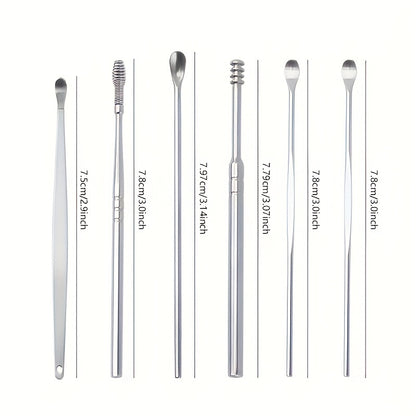 6pcs Spiral Spring Ear Cleaning Kit with Soft & Sturdy Ear Spoon & Probe Tools - Portable Manual Ear Wax Remover Set for Safe Ear Hygiene Care, Travel-Friendly Earwax Removal Tools (No Batteries/Electricity) NovaCart