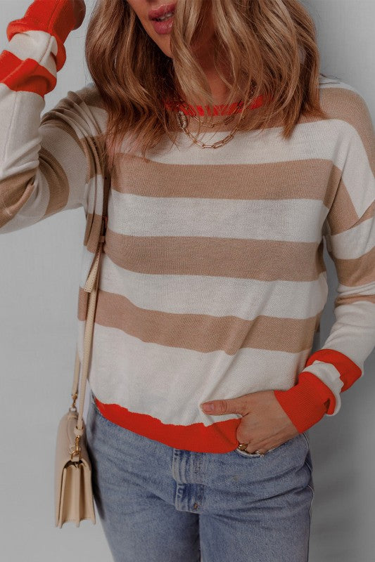 Stripe Colorblock Crewneck Drop Shoulder Sweater Shop Style & More | Fresh Looks, Everyday Deals & Free Shipping