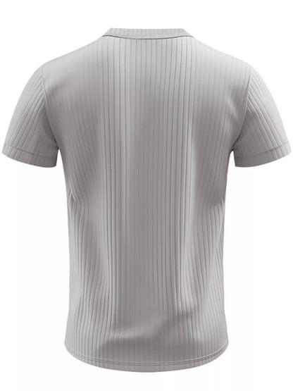 Men's Full Size Ribbed Button-Down Casual T-Shirt Plus Size New Era Fashion LLc