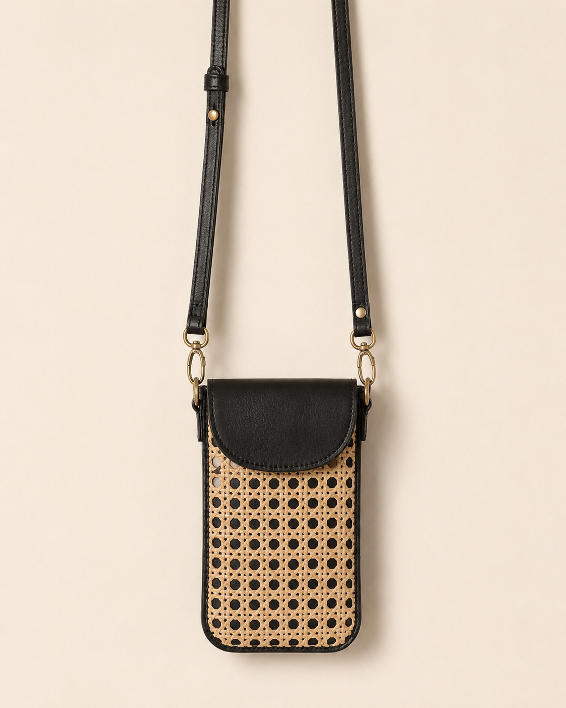 Nia Leather and Rattan Phone Sling Village Thrive
