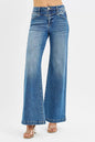 RISEN High Rise Wide Leg Jenas with Front Yoke and Heart Back Pocket West2East Surf