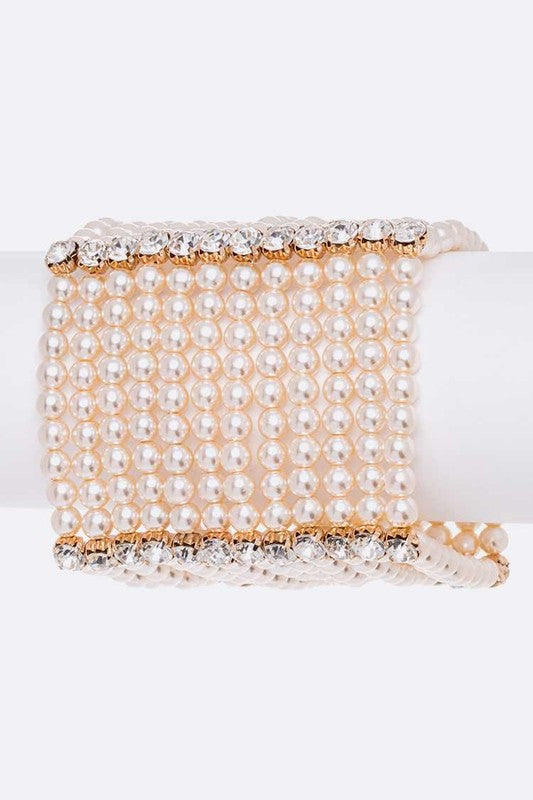 Crystal Accent Layered Pearl Statement Bracelet Shop Style & More | Fresh Looks, Everyday Deals & Free Shipping