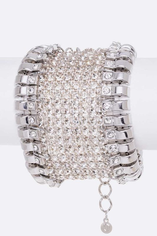 Mix Chain Mesh Rhinestone Statement Bracelet Shop Style & More | Fresh Looks, Everyday Deals & Free Shipping