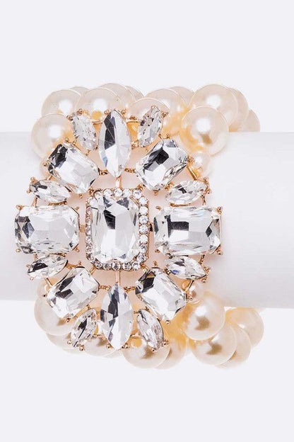 Crystal Flower Statement Pearl Stretch Bracelet Shop Style & More | Fresh Looks, Everyday Deals & Free Shipping