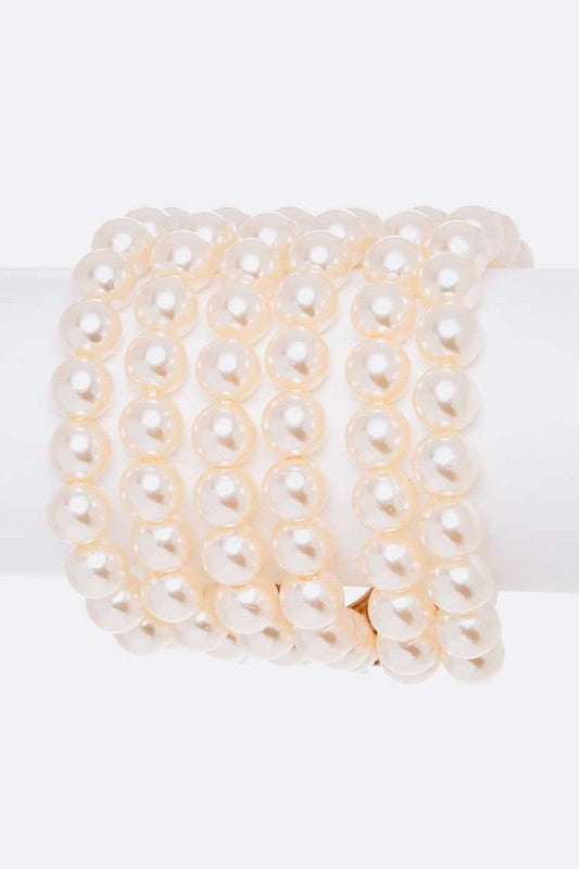 Crystal Flower Pearl Layer Statement Bracelet Shop Style & More | Fresh Looks, Everyday Deals & Free Shipping