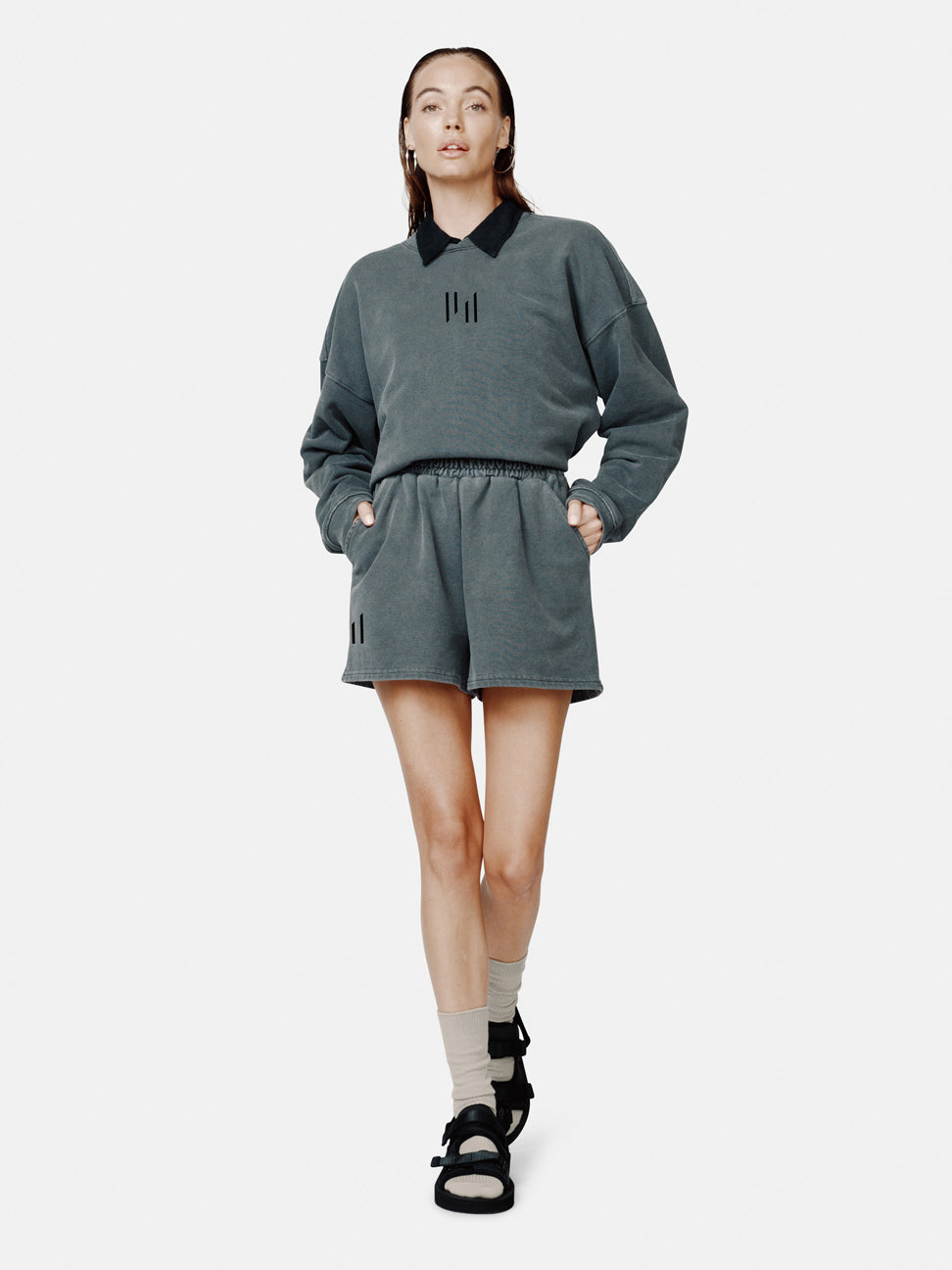 Oversized French Terry Crew - Black Holden Outerwear