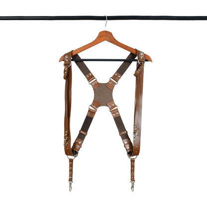 Double Camera Strap Harness- Brown Classy Leather Bags