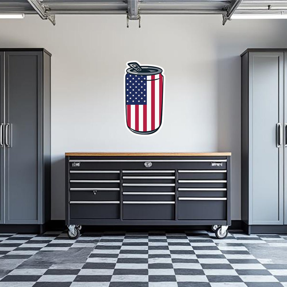 USA Beer Can Garage Wall Decal Armed American Supply