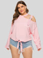 Plus Size Cold-Shoulder Tied Top See size chart under “more details” The Fashion Celestial