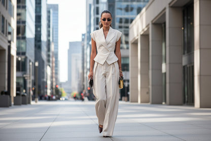 Women’s Elegant Sleeveless Waist-Cinching Two Piece Suit Set FitiqueFit